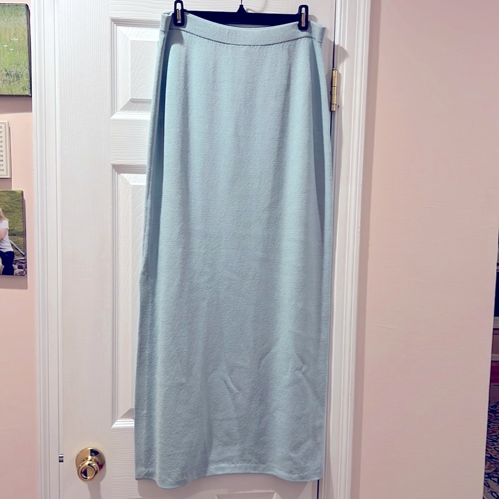 NWOT Saint John Knit Evening ice blue, long skirt, size 12